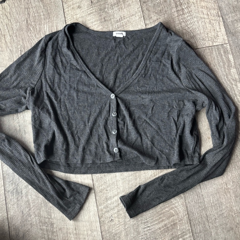 Garage Dark Gray Knit Top